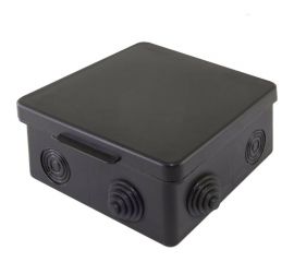 Распаечная коробка УРАЛ ПАК открытой проводки 100х100х50мм 8 входов, черная IP54 КО-53010100-018 