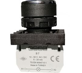 Нажимная круглая кнопка Emas синяя, 250В AC, 4А, 12-30В AC/DC, 10шт. B170DM 