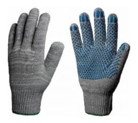 Перчатки Факел Стандарт х/б, 10класс, с ПВХ-точка, 116текс, серые, 10 пар 87481331 