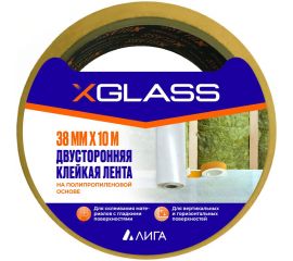 Клейкая лента X-Glass двухсторонняя, полипропилен, 38x10 УТ0007445 