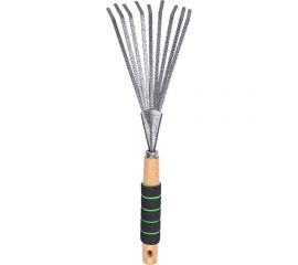 Веерные мини-грабли для листьев с деревянной ручкой и мягкой накладкой Gigant GVER-06 