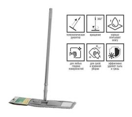 Швабра для пола с насадкой из микрофибры PERFECTO LINEA Solid серая 43-492024 