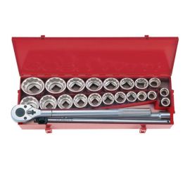 Набор торцевых головок с принадлежностями (3/4"", двенадцатигранные, 22-50 мм, 1""-2"", 24 предмета) KING TONY 6224CR 