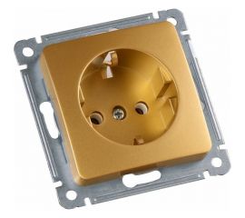 Механизм одноместной розетки HEGEL с заземляющим контактом, золото РС16-411-07 