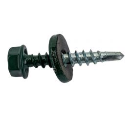 Кровельный саморез Tech-Krep КР сверло 4,8х28 RAL-6005 тёмно-зеленый 300 шт, ведро 127871 