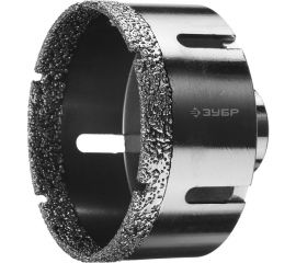 Высокоскоростная алмазная коронка по керамограниту и железобетону ЗУБР Профессионал М14, вакуумное спекание, 83 мм, для УШМ 29865-83 