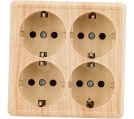 Четырехместная розетка IEK РС24-3-ОС, с заземляющим контактом, 16А, открытой установки, ОКТАВА, сосна ERO41-K03-16-DC 