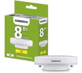 Светодиодная лампа GENERICA T80 таблетка 8Вт 230В 3000К GX53 LL-T80-08-230-30-GX53-G 