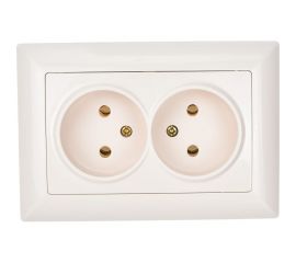 Розетка Intro Solo 4-204-02 без заземления 2x2P, 16А-250В, IP20, СУ, слоновая кость, Б0053667 