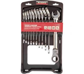 Набор комбинированных трещоточных шарнирных ключей MATRIX 11 шт. 14796 