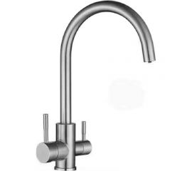 Смеситель для кухни OUTE 370 мм однорычажный, серый металлик со встроенным краном под питьевую воду T60203C 