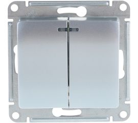 2-клавишный выключатель Schneider Electric GLOSSA с подсветкой, 10АХ, АЛЮМИНИЙ GSL000353 
