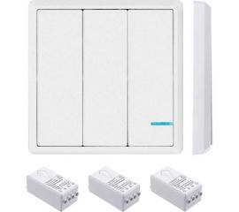 Беспроводной выключатель GRITT Practic 3 клавиши, белый комплект 1 выключатель, 3 радиореле, 220В, 1000Вт 11103 