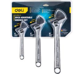 Набор разводных гаечных ключей DELI DL006A-3 150/200/250 мм, 3 шт 104449 