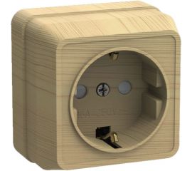 1-местная позетка с защитными шторками IEK ОКТАВА РСш20-3-ОС Рс заземляющим контактом, открытой установки, 16А, сосна ERO14-K03-16-DC 