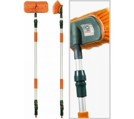 Щетка для мытья LI-SA телескопическая, проточная ручка 160-250см, с регулятором подачи воды, изогнутая щётка ls011 39782 