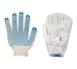 Трикотажные перчатки TDM Народная, х/б, с ПВХ-точка, 6 пар SQ1016-0101 