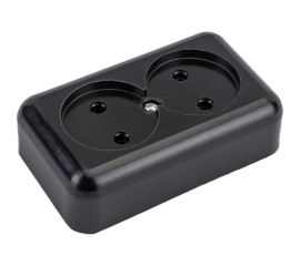 Розетка ООО Ливны-Электро РА 10-009 2-х местная, черная РАф 932 