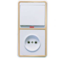 Комбинированный блок Кунцево-Электро БЭЛЛА скрытой установки выключатель с подсветкой+розетка БКВР-214 З 5818 