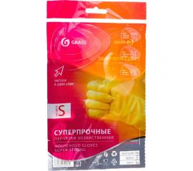 Хозяйственные латексные перчатки Grass суперпрочные, желтые, размер S IT-0740 