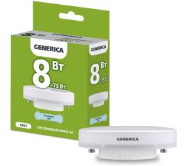 Светодиодная лампа GENERICA T80 таблетка 8Вт 230В 6500К GX53 LL-T80-08-230-65-GX53-G 