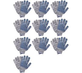 Трикотажные перчатки КОРДЛЕНД хлопок, 4-х нитка, серые, 10 пар, 10-й класс, M, 38-40 гр, ПВХ точка PER-00029.10 