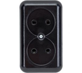 Розетка ООО Ливны-Электро РА 10-009 2-х местная с донышком, черная РА 1934 