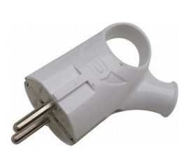 Разборная вилка General Lighting Systems GRV-P-16-СE-G-W-IP20 16А угловая, с ушком, с заземлением, белая IP20 470512 