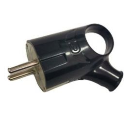 Разборная вилка General Lighting Systems GRV-P-16-СE-G-B-IP20 16А угловая с ушком, с заземлением, черная IP20 470513 