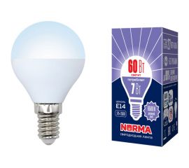 Светодиодная лампа Volpe LED-G45-7W/DW/E14/FR/NR. Форма шар, матовая. UL-00003818 