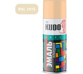 Аэрозольная краска в баллончике KUDO высокопрочная алкидная универсальная глянцевая RAL 1015 слоновая кость пастельная KU-10095 