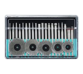 Набор алмазных шарошек и отрезных дисков с держателями RT25 25 предметов для гравера DEKO 065-0681 