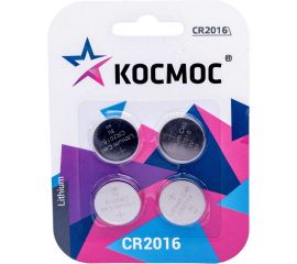Элемент питания КОСМОС CR2016 3V Lithium 4BL, KOC2016BL4 