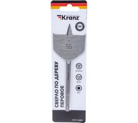 Сверло перовое по дереву 55x152 мм, шестигранный хвостовик KRANZ KR-91-0680 