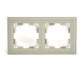 Горизонтальная 2-местная рамка STEKKER GFR00-7002-07, серия Катрин, дымчатый 49033 