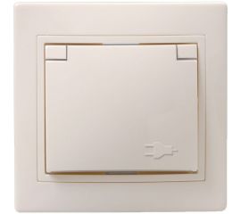 1-местная розетка с крышкой IEK РСбш10-3-ККм c заземлением, с защитными шторками, 16А, кремовый ERK12-K33-16-DM 