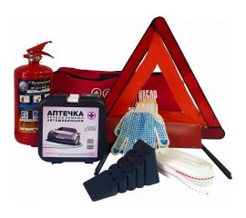 Набор автомобилиста Avto Vins 6 предметов (знак, аптечка, огнетушитель 2 л, каблук, перчатки, трос, сумка) 7031391 