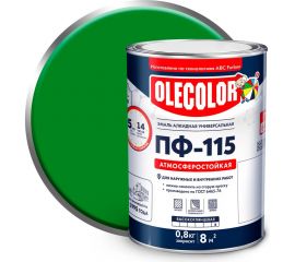 Эмаль OLECOLOR ПФ-115 ярко-зеленый, 0.8 кг 4300000251 