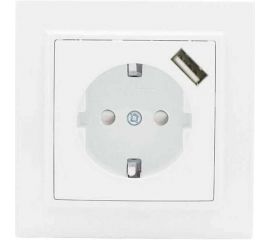 1-местная розетка EKF СП с/з Минск 16А белая с защитными шторками с USB 1А SQERR16-028-100-USB 