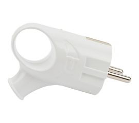 Разборная угловая вилка АБК-СИЛА с кольцом, с заземляющим контактом 16А 220В белая 2901005 
