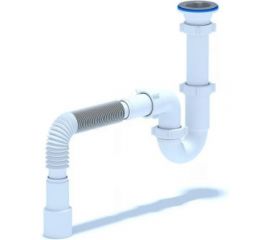 Сифон для умывальника/мойки АНИ Пласт трубный, 1 1/2x40, гофра, 40х40/50, нержавеющая сетка D0115 025-0369 