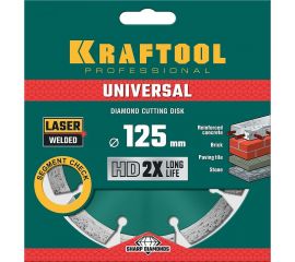 Диск алмазный сегментный по железобетону и бетону KRAFTOOL Universal 125х22 мм 36680-125 