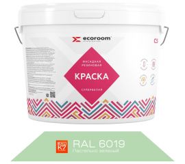 Фасадная резиновая краска ECOROOM RAL 6019 пастельно- зеленый, 2.4 кг Е-Кр -3582/6019 