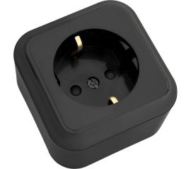 1-местная розетка Bylectrica ОУ с заземлением, со шторками, серия ПРАЛЕСКА, черный, РА16-280 черный 