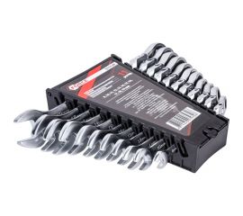 Набор комбинированных ключей FORCEKRAFT трещоточные, с шарниром, 11пр., в пластиковом держателе 51234 