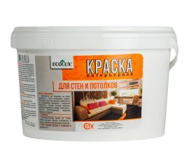 Интерьерная краска для стен и потолков ECOLUX 1.3 кг 4607133681890 