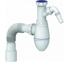 Сифон Unicorn А520V 1 1/2х40 без выпуска, с носиком, с гофрой 40х40х50, с переходником 40х32 533258 