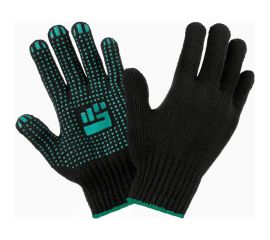 Трикотажные перчатки Фабрика перчаток, стандарт, с ПВХ, 7.5 класс, 5 нитей, черные, р.М 5-75-СТ-ЧЕР-(M) 