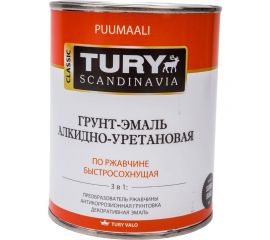 Грунт-эмаль TURY АУ по ржавчине 3 в 1, светло-серая (RAL 7035), 0.9 кг 00020013257 