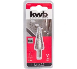 Сверло ступенчатое по металлу HSS 4-20 мм kwb 525820 